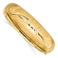 14k 9/16 Florentine Engraved Hinged Bangle Bracelet-FE9/16
