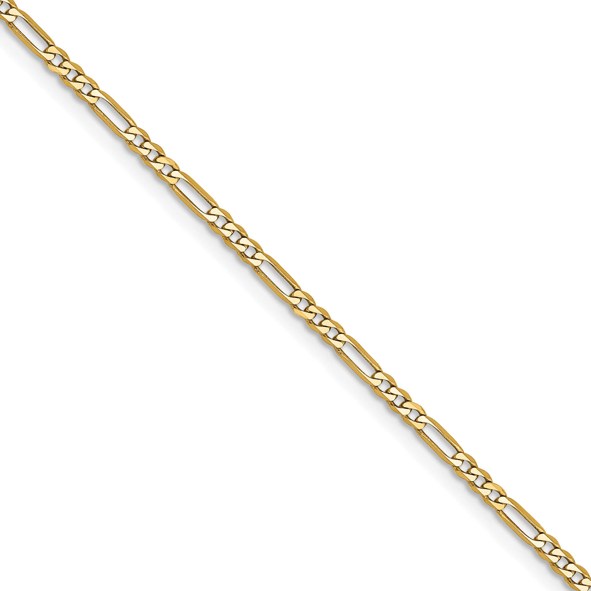 14k 1.8mm Flat Figaro Chain (100 inch Spool)-FFL050-100