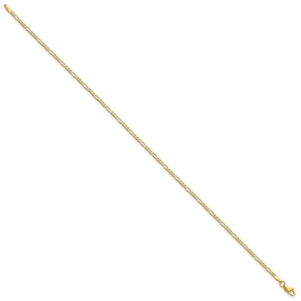 14k 1.8mm Flat Figaro Chain Anklet-FFL050-9