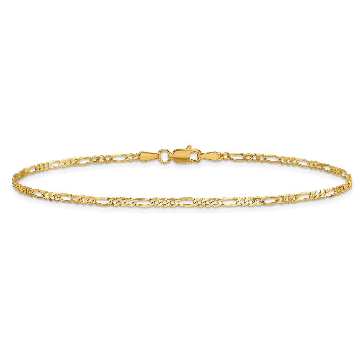14k 1.8mm Flat Figaro Chain Anklet-FFL050-9