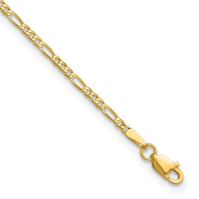 14k 1.8mm Flat Figaro Chain Anklet-FFL050-9