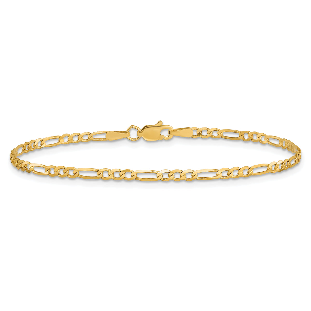 14k 2.25mm Flat Figaro Chain Anklet-FFL060-9