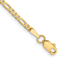 14k 2.25mm Flat Figaro Chain Anklet-FFL060-10