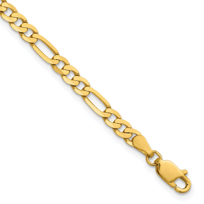 14k 4mm Flat Figaro Chain-FFL100-7