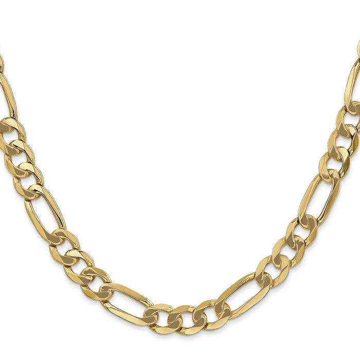 14k 7mm Flat Figaro Chain-FFL180-22