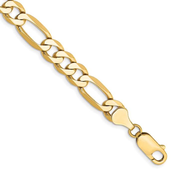 14k 7mm Flat Figaro Chain-FFL180-9