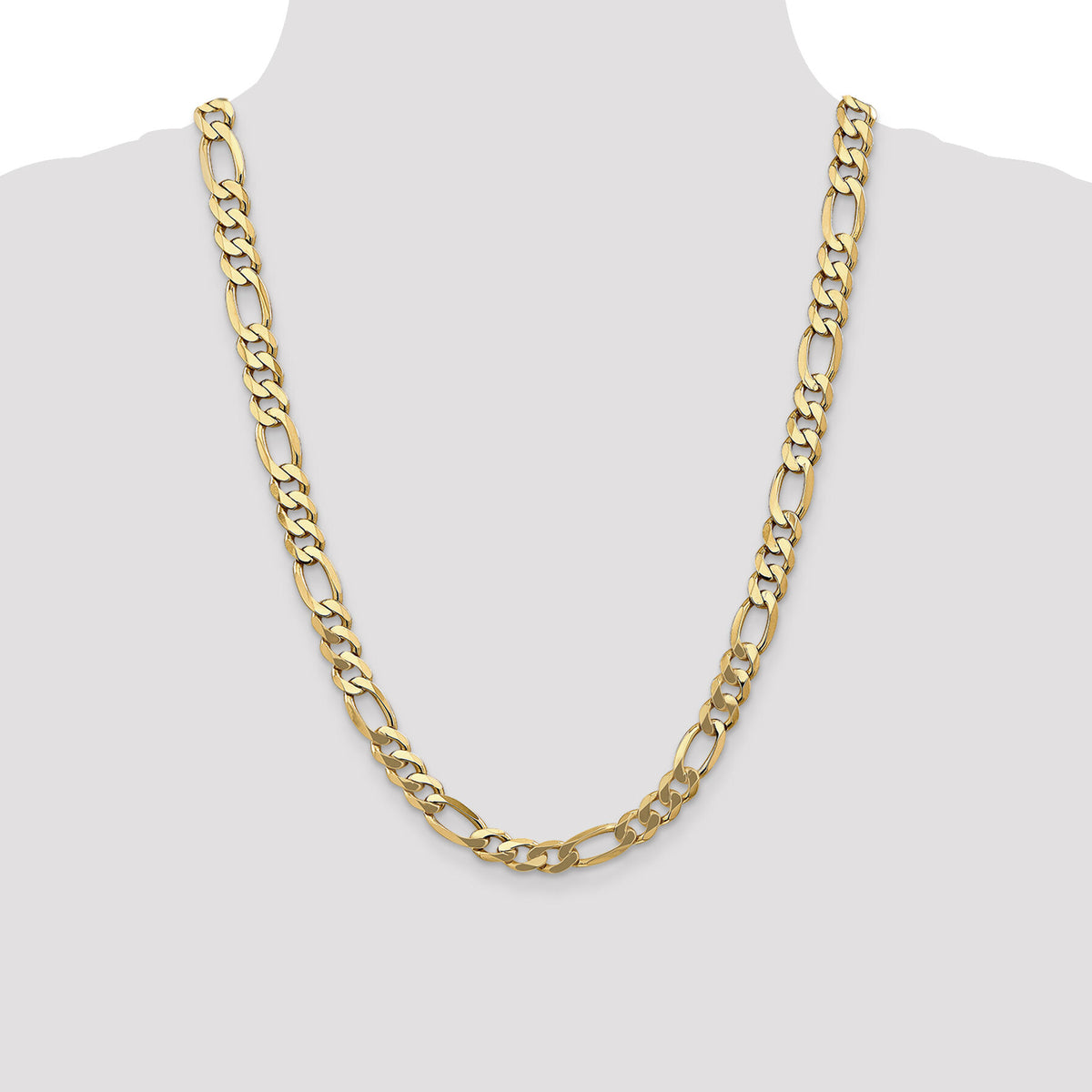 14k 8.75mm Flat Figaro Chain-FFL220-24
