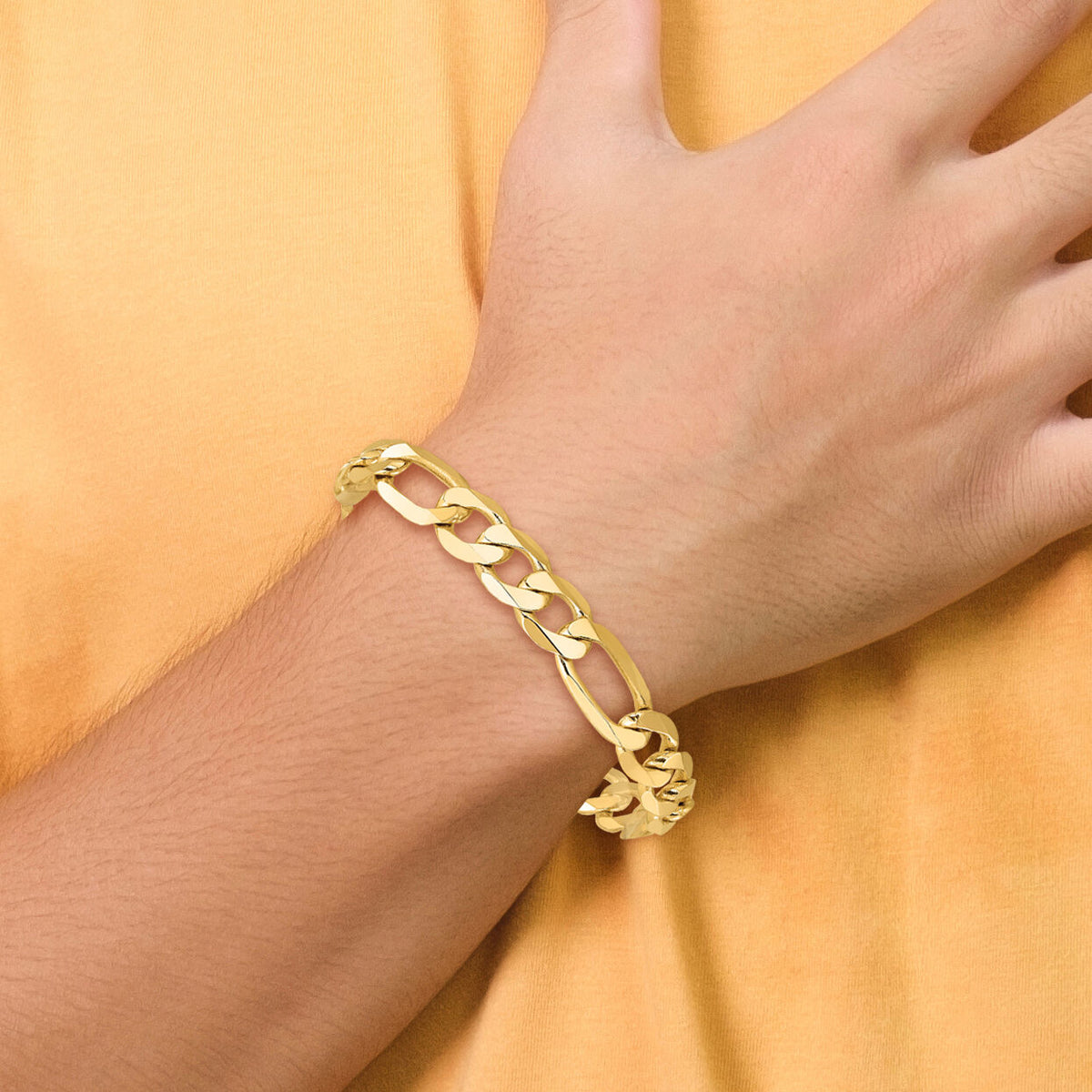 14k 10mm Flat Figaro Chain-FFL250-8