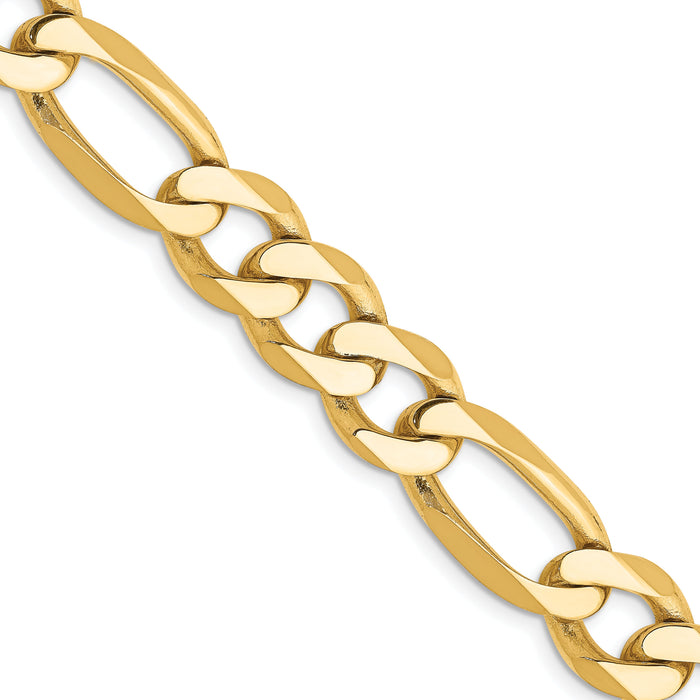 14k 10mm Flat Figaro Chain-FFL250-20