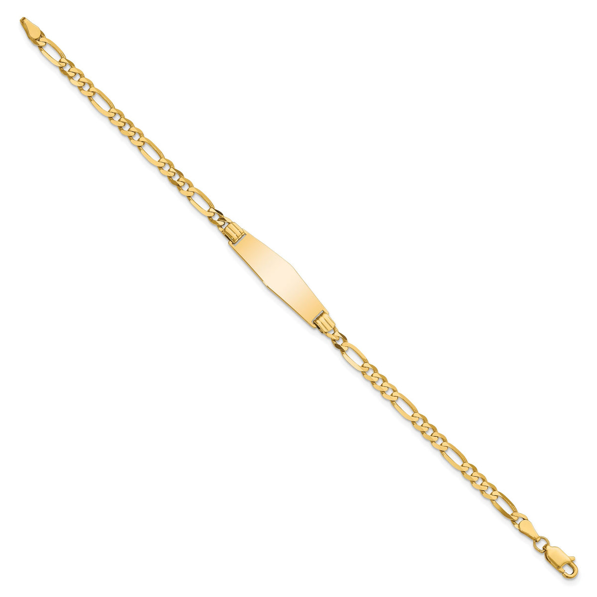 14k Soft Diamond Shape Figaro ID Bracelet-FG100IDC-8
