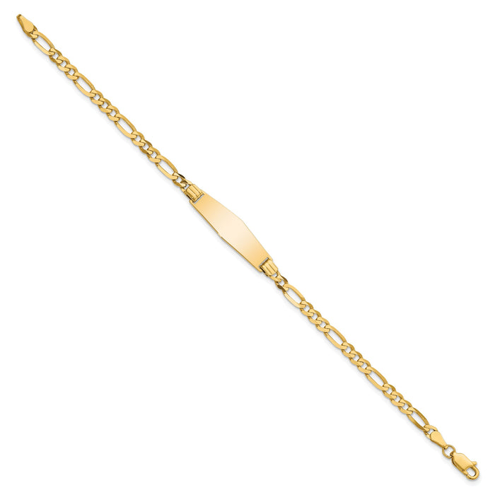 14k Soft Diamond Shape Figaro ID Bracelet-FG100IDC-8