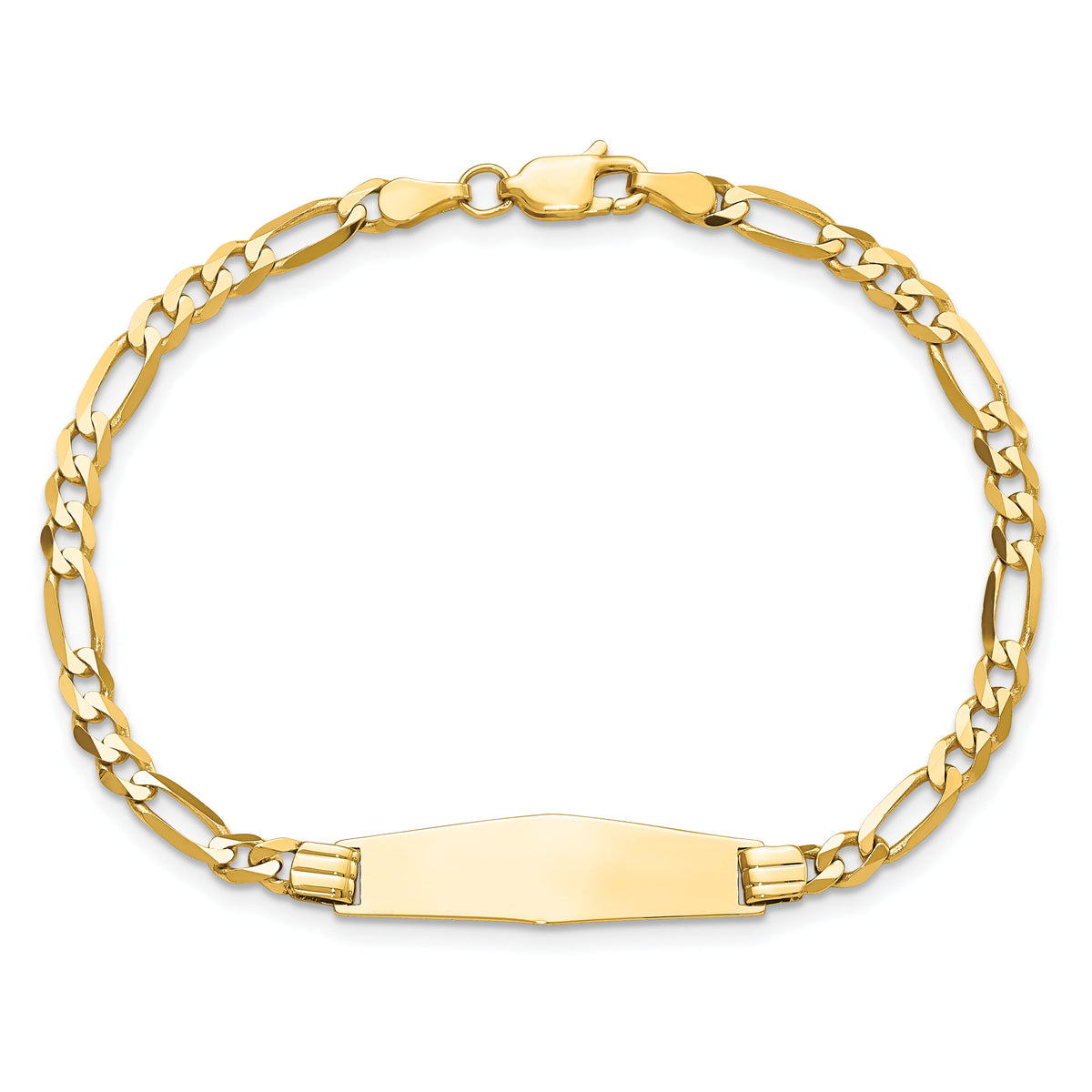 14k Soft Diamond Shape Figaro ID Bracelet-FG100IDC-7