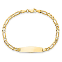 14k Soft Diamond Shape Figaro ID Bracelet-FG100IDC-8