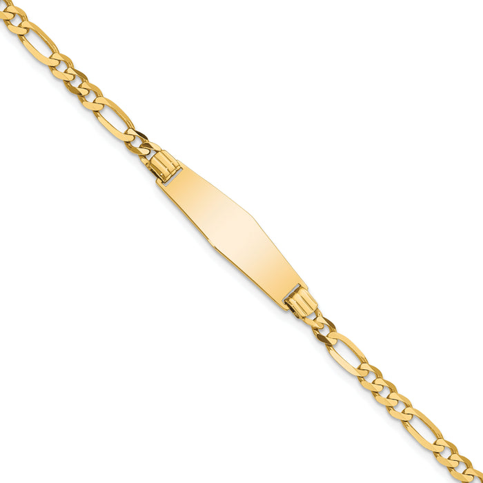 14k Soft Diamond Shape Figaro ID Bracelet-FG100IDC-8