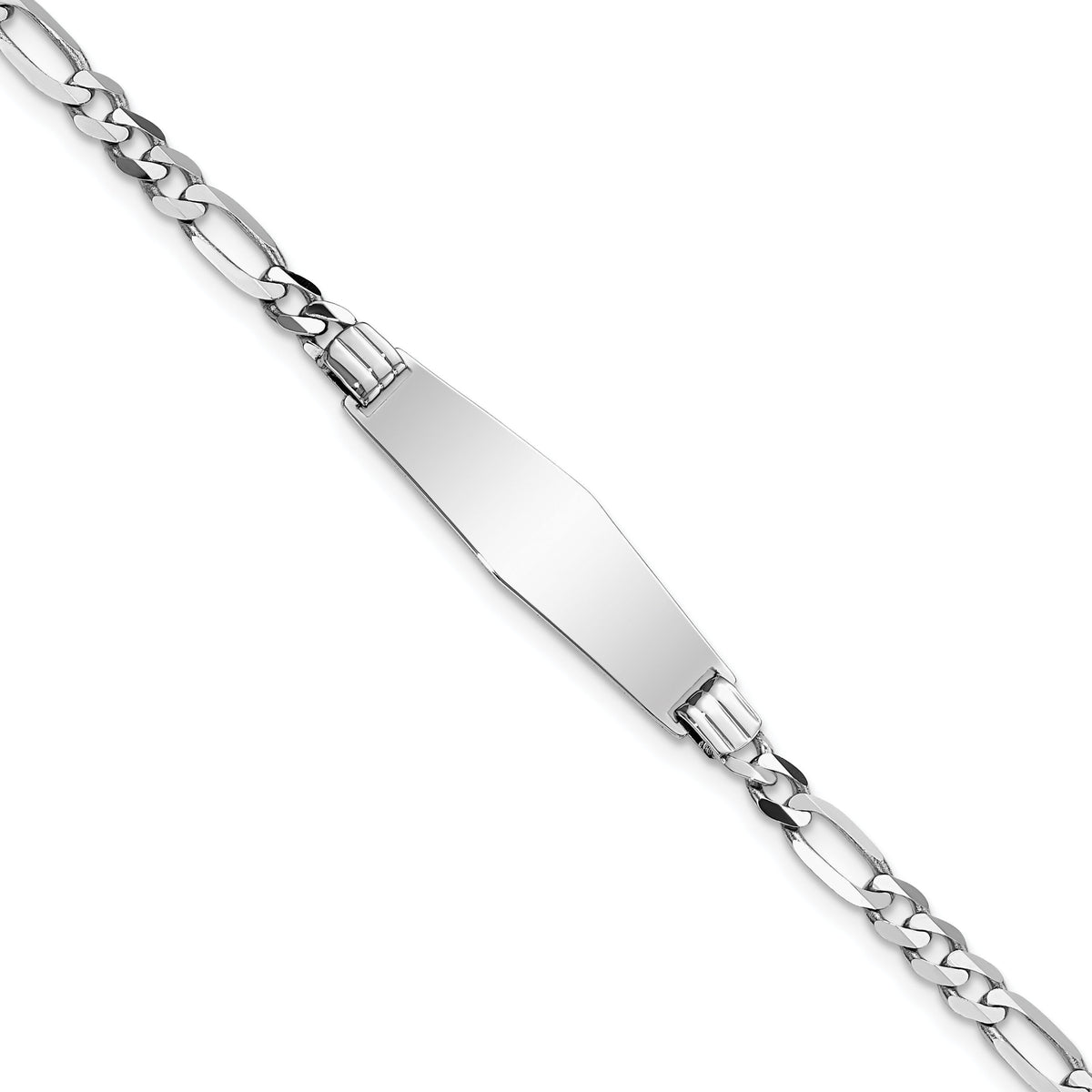 14k WG Soft Diamond Shape Figaro Link ID Bracelet-FG100IDCW-7