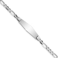 14k WG Soft Diamond Shape Figaro Link ID Bracelet-FG100IDCW-7