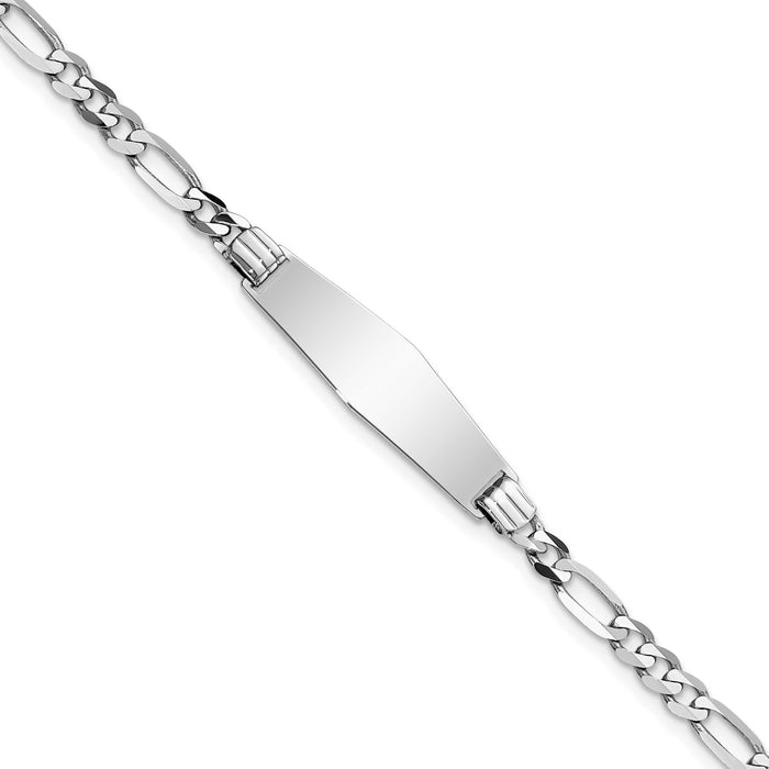 14k WG Soft Diamond Shape Figaro Link ID Bracelet-FG100IDCW-7