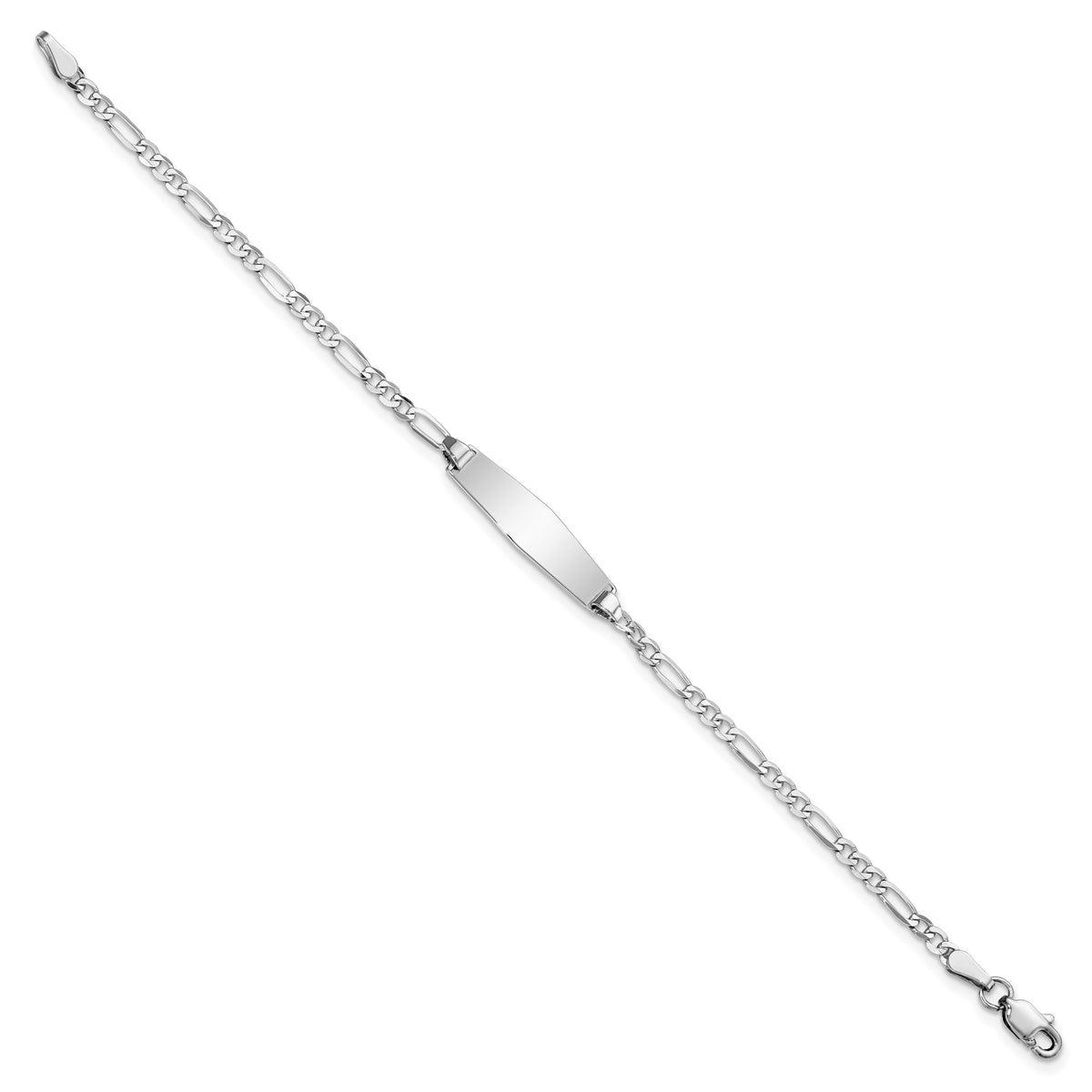 14k WG Soft Diamond Shape Figaro Link ID Bracelet-FG60IDCW-7