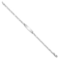 14k WG Soft Diamond Shape Figaro Link ID Bracelet-FG60IDCW-7