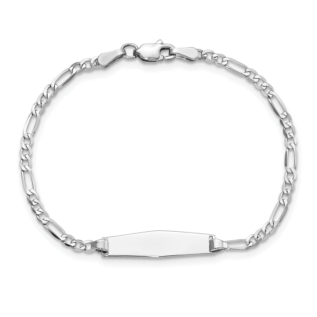 14k WG Soft Diamond Shape Figaro Link ID Bracelet-FG60IDCW-6
