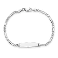 14k WG Soft Diamond Shape Figaro Link ID Bracelet-FG60IDCW-7