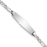 14k WG Soft Diamond Shape Figaro Link ID Bracelet-FG60IDCW-6