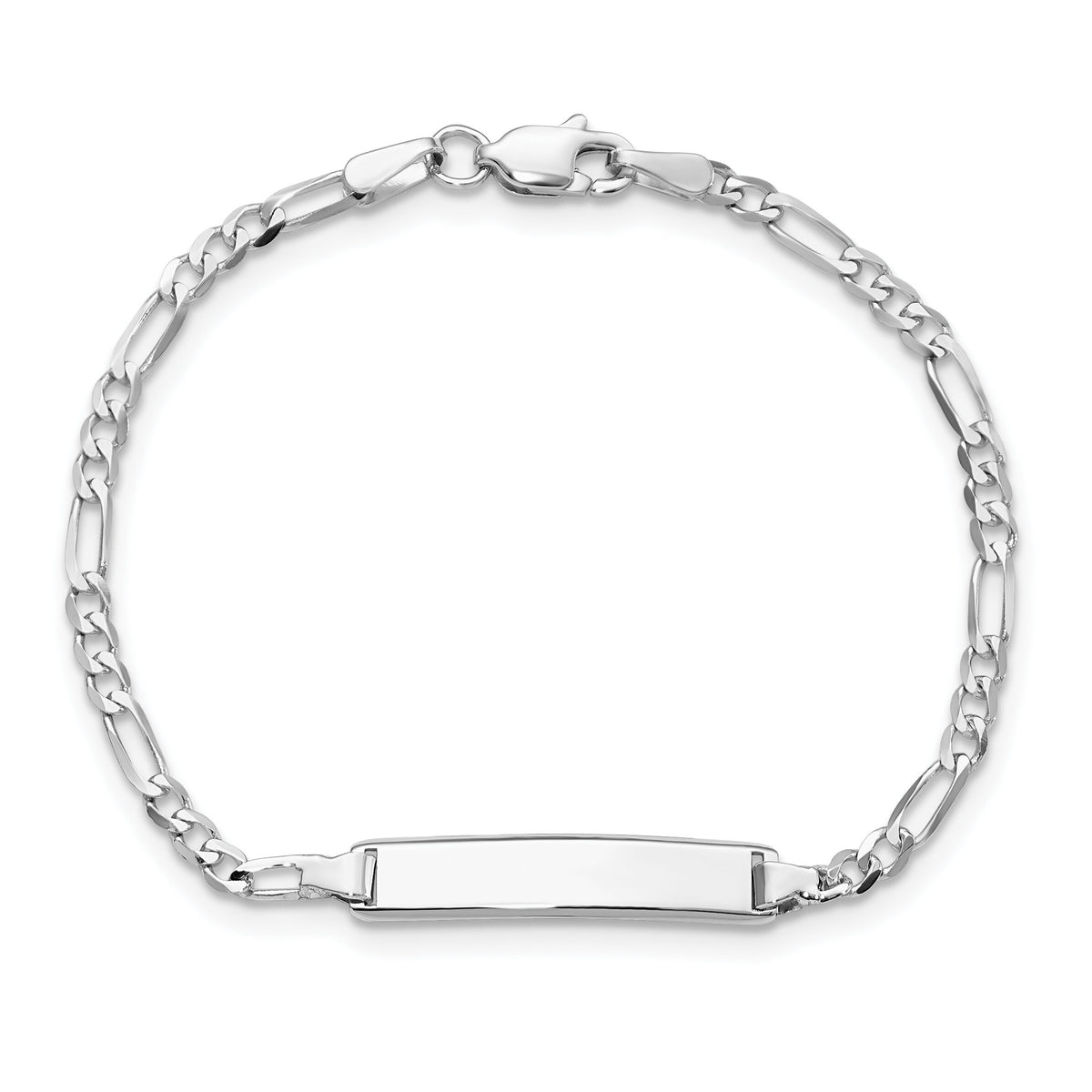 14k WG Figaro Link ID Bracelet-FG60IDW-7