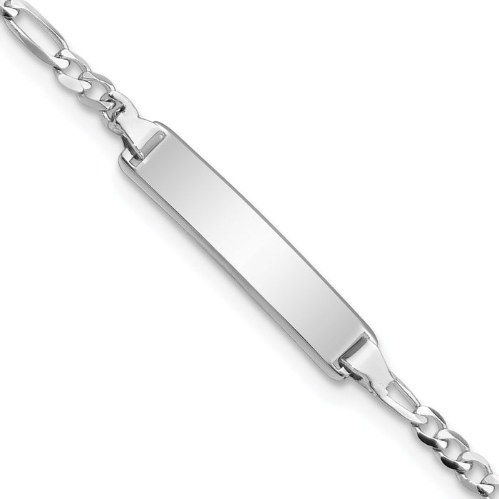 14k WG Figaro Link ID Bracelet-FG60IDW-7