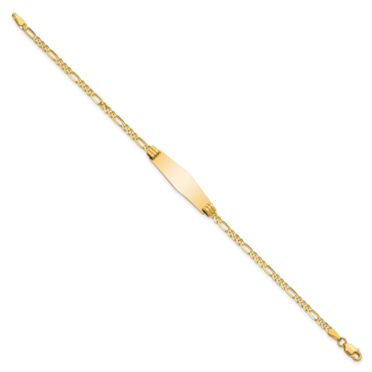 14k Soft Diamond Shape Figaro ID Bracelet-FG80IDC-7