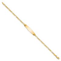 14k Soft Diamond Shape Figaro ID Bracelet-FG80IDC-7