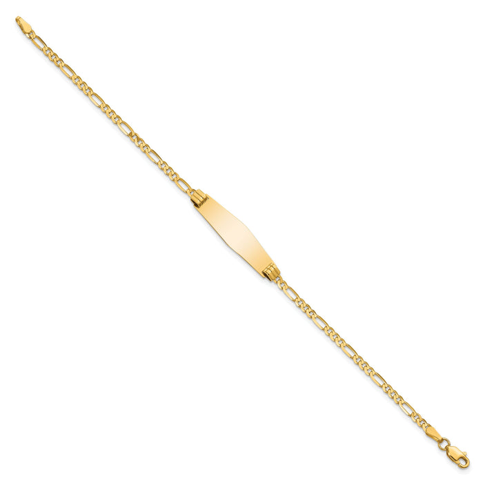 14k Soft Diamond Shape Figaro ID Bracelet-FG80IDC-7
