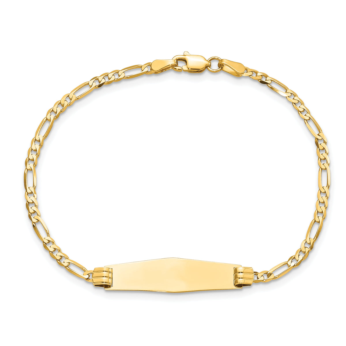 14k Soft Diamond Shape Figaro ID Bracelet-FG80IDC-7