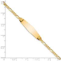 14k Soft Diamond Shape Figaro ID Bracelet-FG80IDC-7