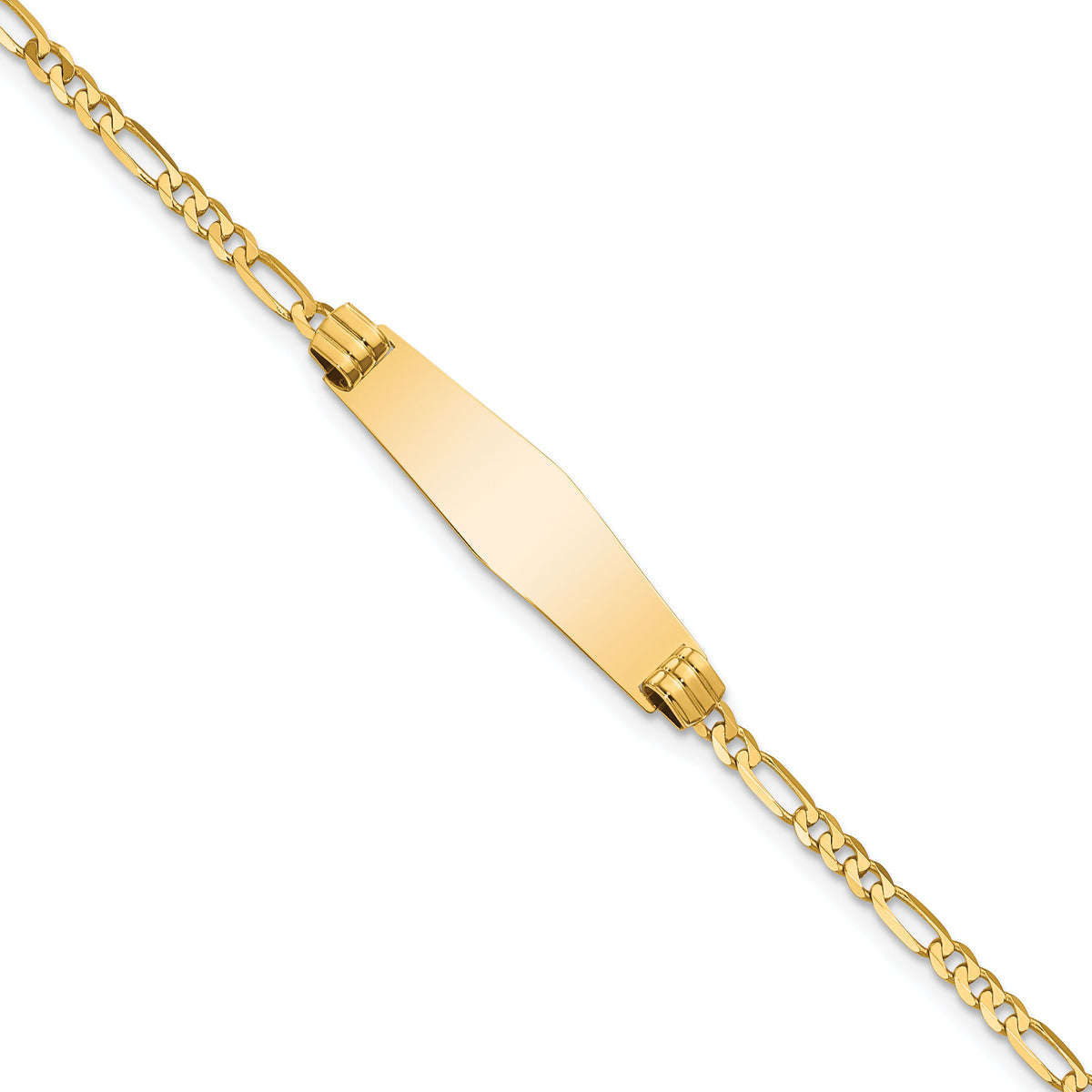 14k Soft Diamond Shape Figaro ID Bracelet-FG80IDC-7
