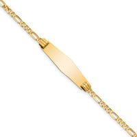 14k Soft Diamond Shape Figaro ID Bracelet-FG80IDC-7