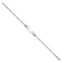 14k WG Soft Diamond Shape Figaro Link ID Bracelet-FG80IDCW-7