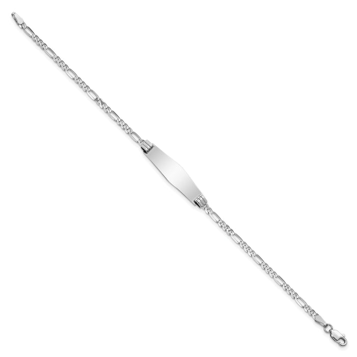 14k WG Soft Diamond Shape Figaro Link ID Bracelet-FG80IDCW-7