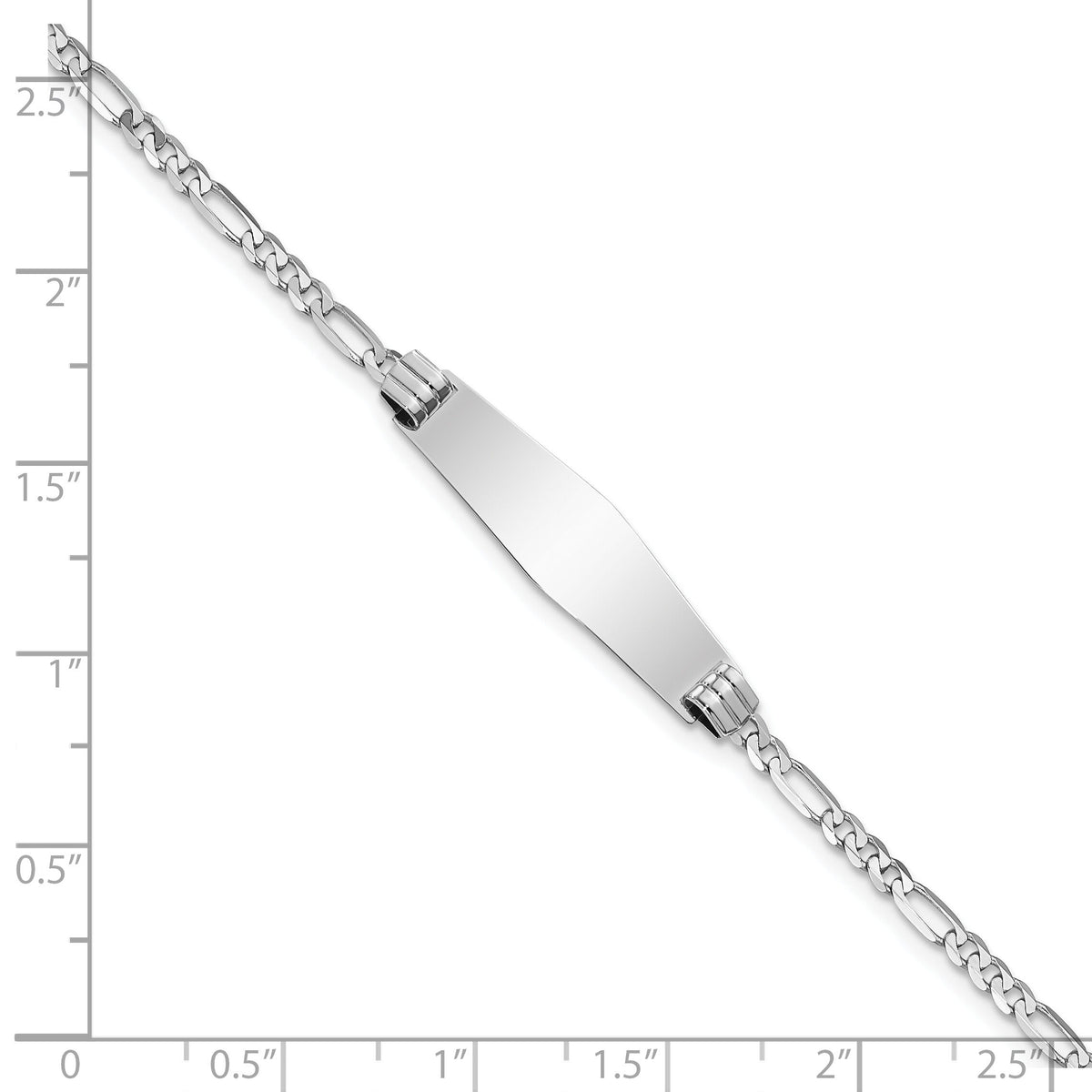 14k WG Soft Diamond Shape Figaro Link ID Bracelet-FG80IDCW-7