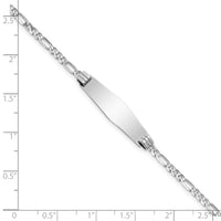 14k WG Soft Diamond Shape Figaro Link ID Bracelet-FG80IDCW-8