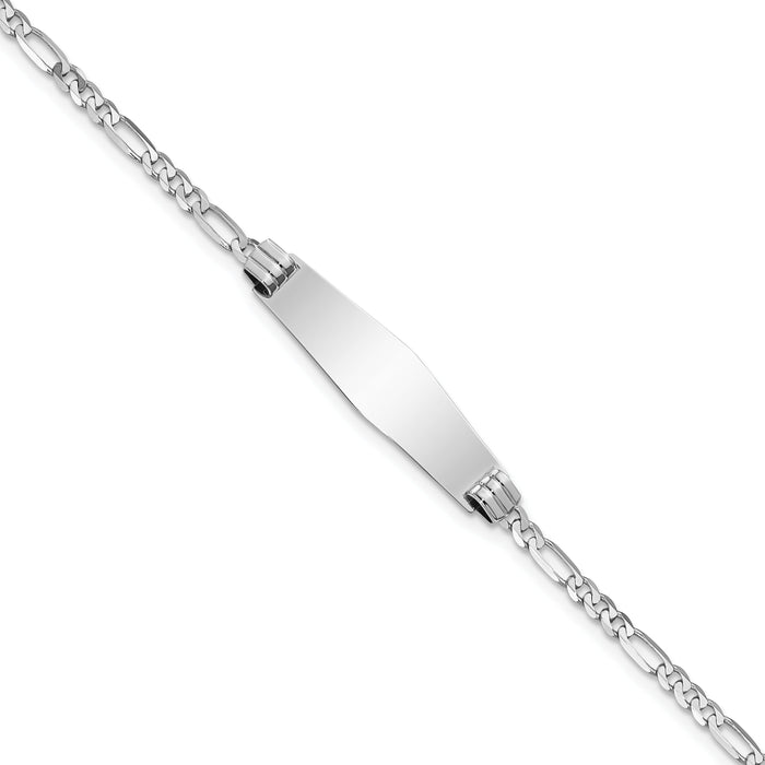 14k WG Soft Diamond Shape Figaro Link ID Bracelet-FG80IDCW-8