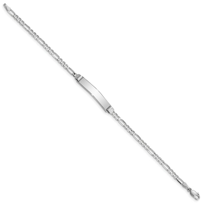 14k WG Figaro Link ID Bracelet-FG80IDW-8