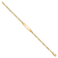 14k Soft Diamond Shape Figaro ID Bracelet-FIG060IDC-7
