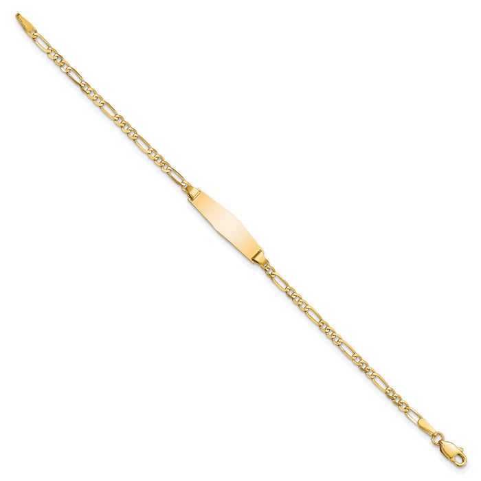 14k Soft Diamond Shape Figaro ID Bracelet-FIG060IDC-7