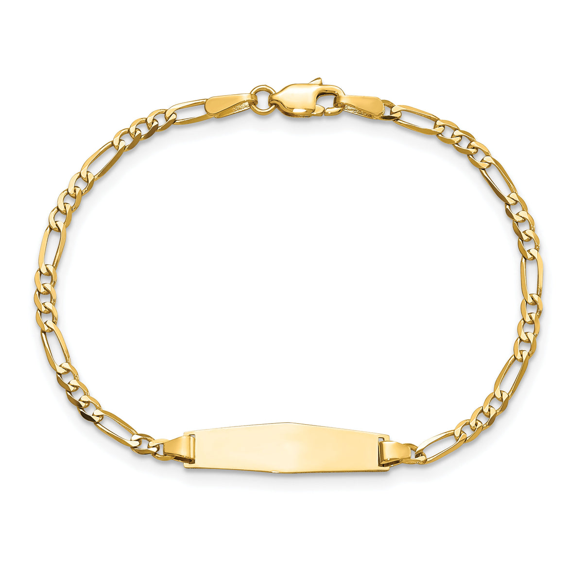 14k Soft Diamond Shape Figaro Link ID Bracelet-FIG060IDC-8
