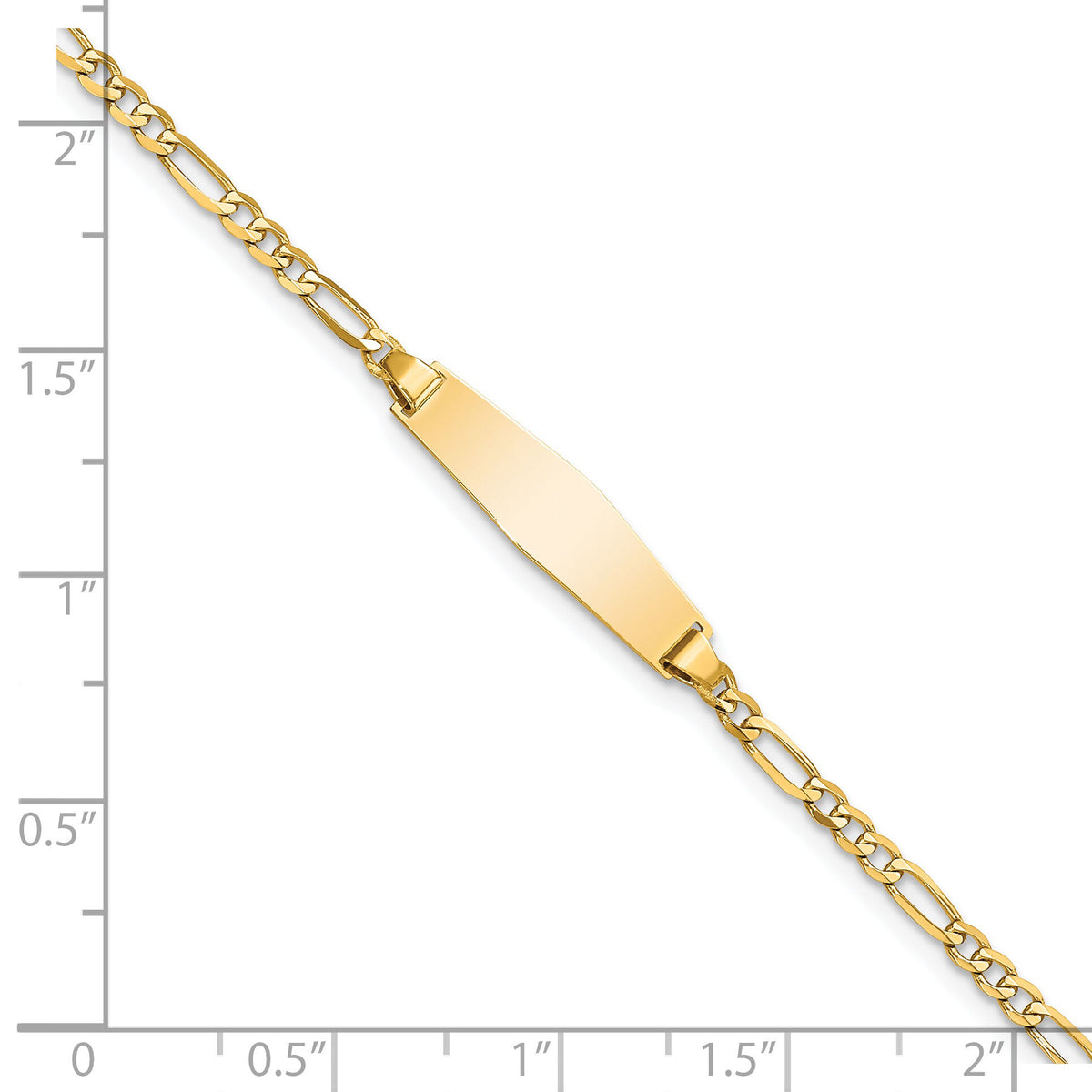 14k Soft Diamond Shape Figaro ID Bracelet-FIG060IDC-7