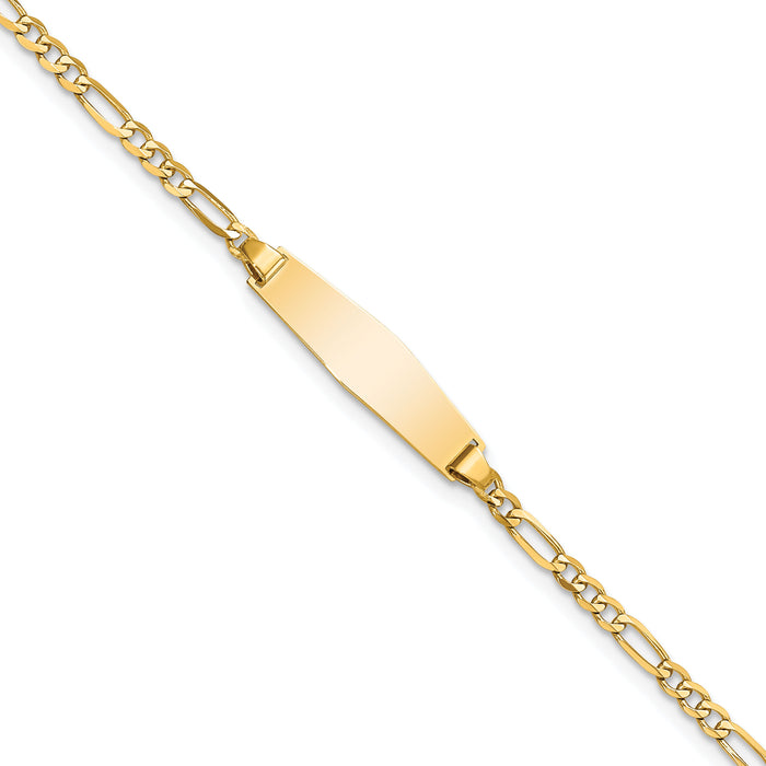 14k Soft Diamond Shape Figaro ID Bracelet-FIG060IDC-7