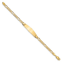 14k Figaro Soft Diamond Shape ID Bracelet-FIG110IDC-8
