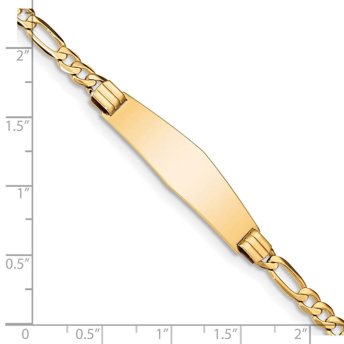 14k Figaro Soft Diamond Shape ID Bracelet-FIG110IDC-7