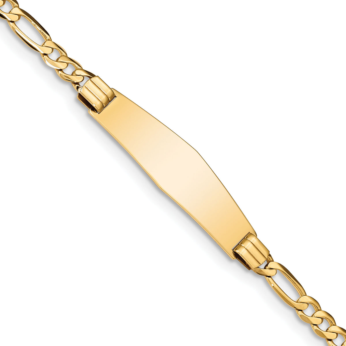 14k Figaro Soft Diamond Shape ID Bracelet-FIG110IDC-7