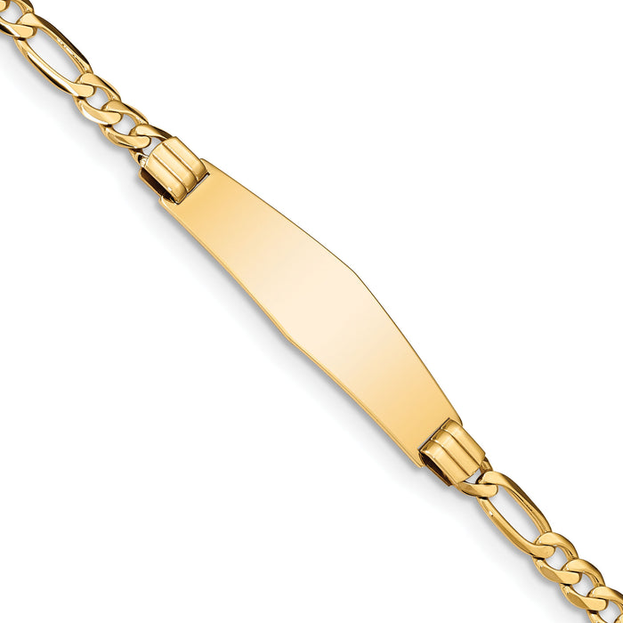 14k Figaro Soft Diamond Shape ID Bracelet-FIG110IDC-8